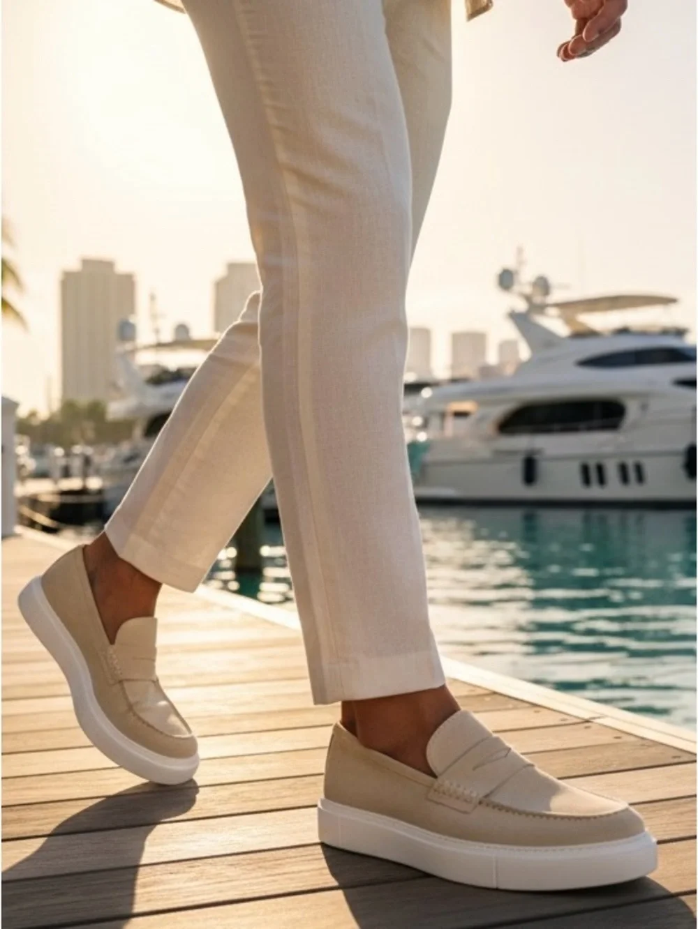 Brand New Men's Beige Suede Slip-On Loafers